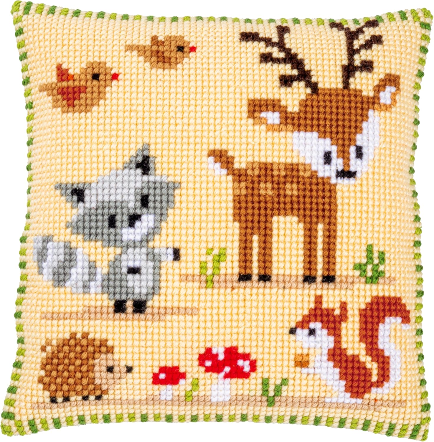 Vervaco Stamped Cross Stitch kit Cushion Waldtiere I, 40x40cm, DIY