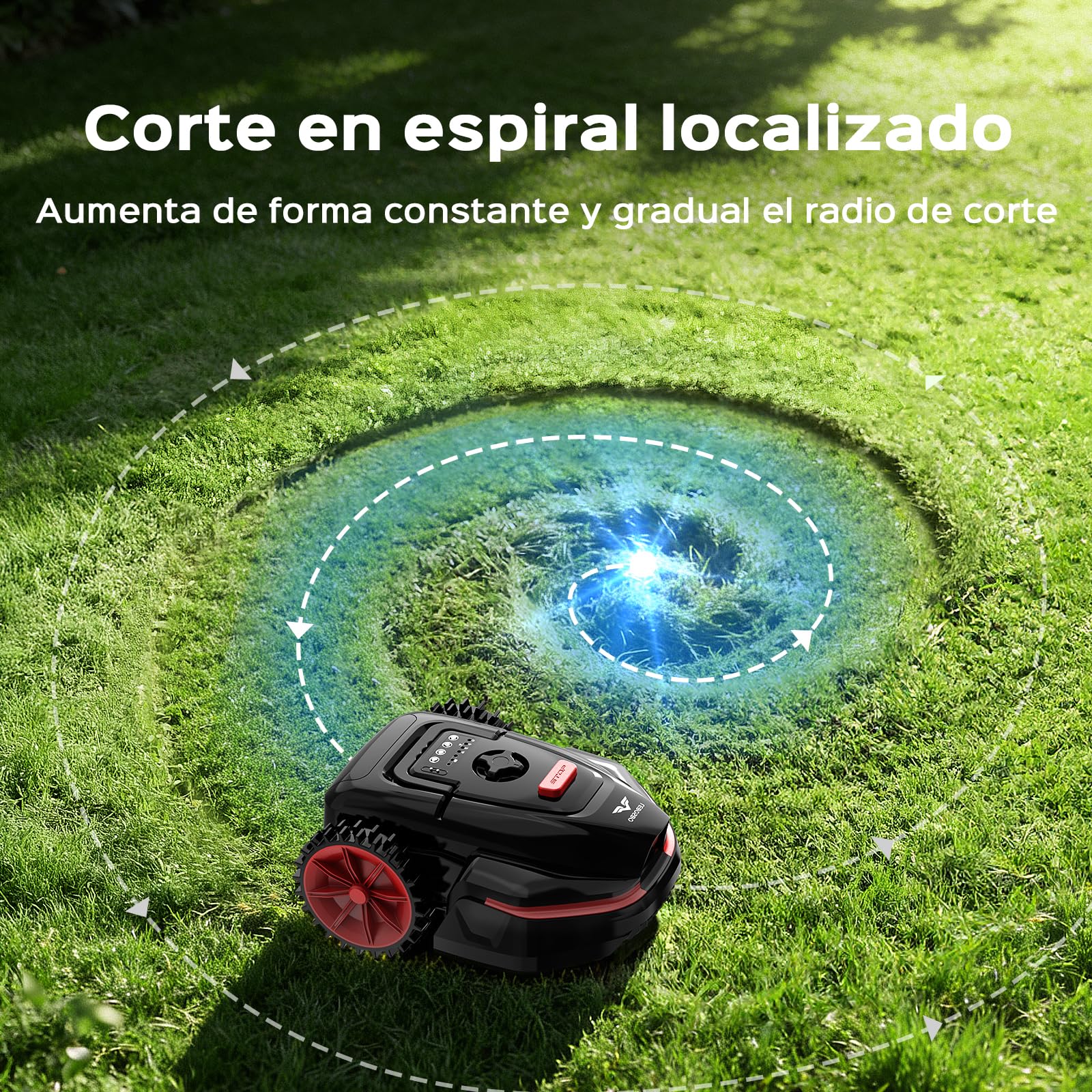 V3 Robot Cortacésped sin Cable Perimetral, Navegación Visual con IA, 150+ Obstáculos, Control por App, Motor sin Escobillas, 50 dB, Bandas Magnéticas, para Jardines Pequeños y Llanos