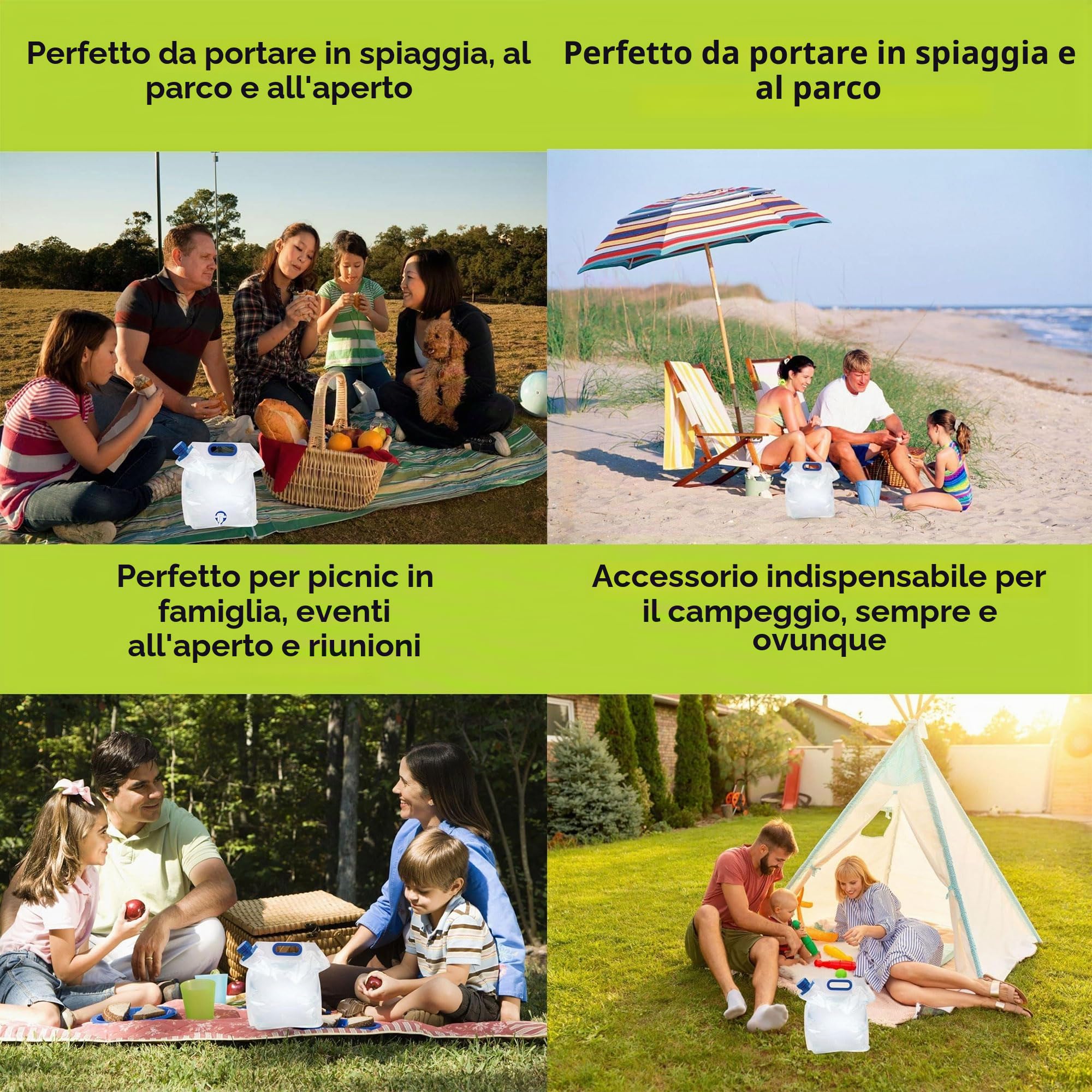 Borsa Porta Acqua Pieghevole Contenitori Pieghevoli Acqua Riutilizzabili Acqua Tanica con Rubinetto Tanica Acqua Campeggio Taniche Pieghevoli per Acqua Tanica dell'Acqua Trasportabile