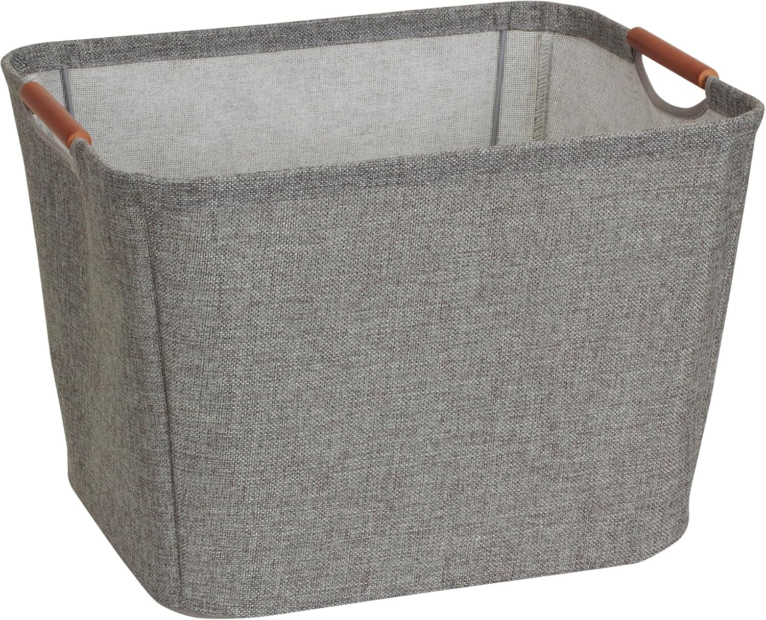 Household Essentials Medium Tapered Soft-Side Storage Bin with Wood Handles