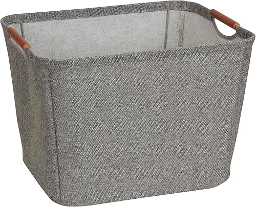 Miniatura 9 de Cesto de almacenamiento pequeño con mango de madera, de Household Essentials, gris, S