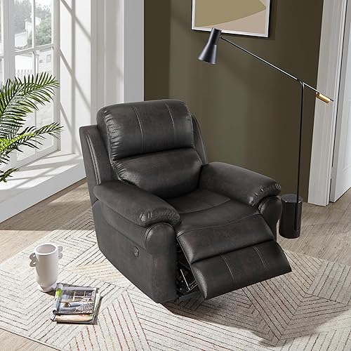 Miniatura 5 de Olodumare Leather Power - Juego de 2 sofás seccionales reclinables para sala de estar, con mesa desplegable, botón USB, cargador inalámbrico, bolsa