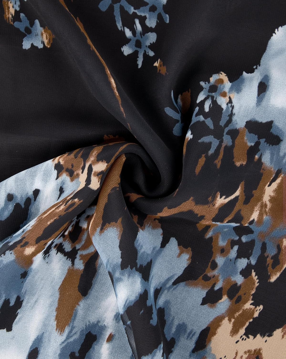 Lotusmile Women's Lightweight Flowy Shirt Double-Layered Printed Chiffon Poncho Blouse Top - Image 4