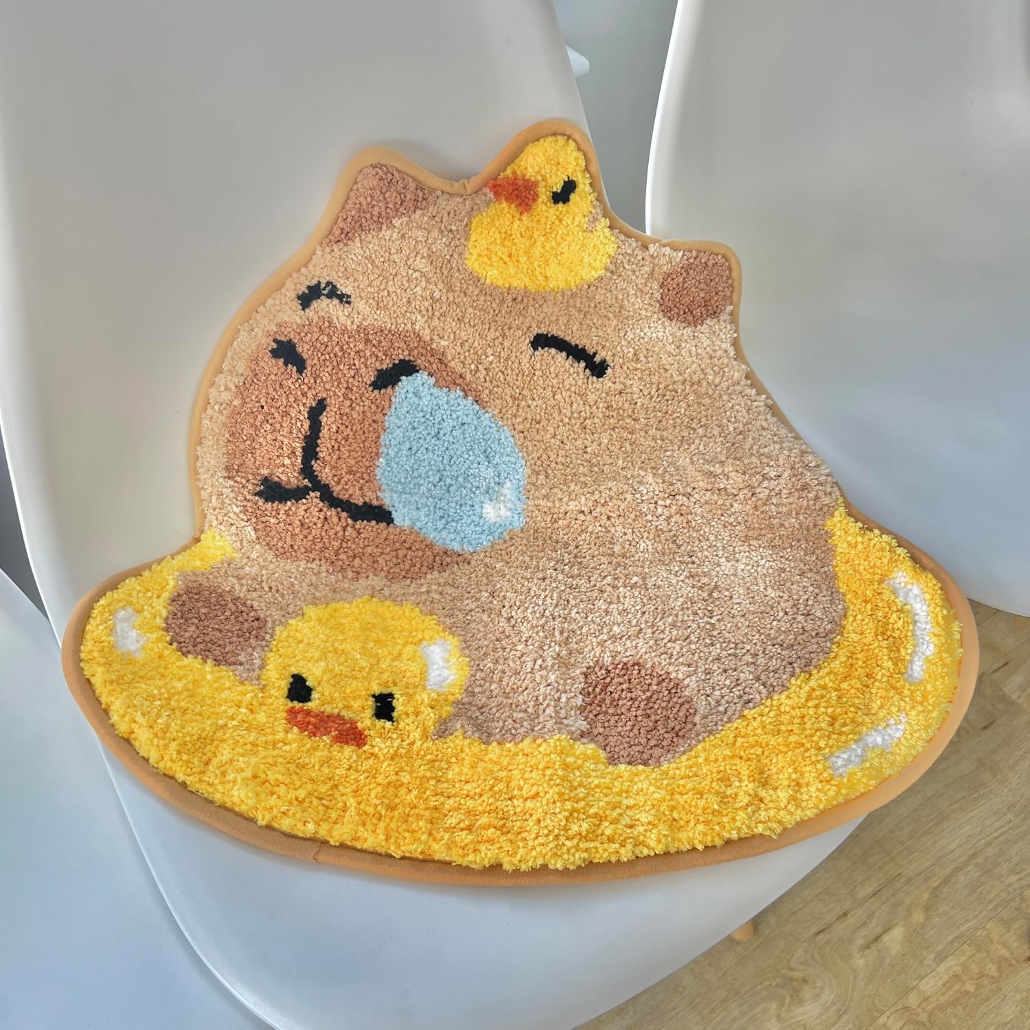 Capybara Tufted Rug | Capybara Non-Slip Bath Mat | Non-Slip Soft Washable Area Rug | Cute Animal Floor Mat Carpet for Bedroom, Living Room (Duck)