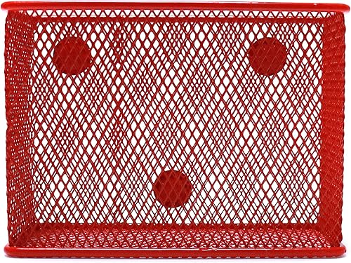 Miniatura 5 de Juego de 2 cestas de almacenamiento magnéticas de malla de alambre marrón, contenedor, bandeja de escritorio, organizador de accesorios de oficina