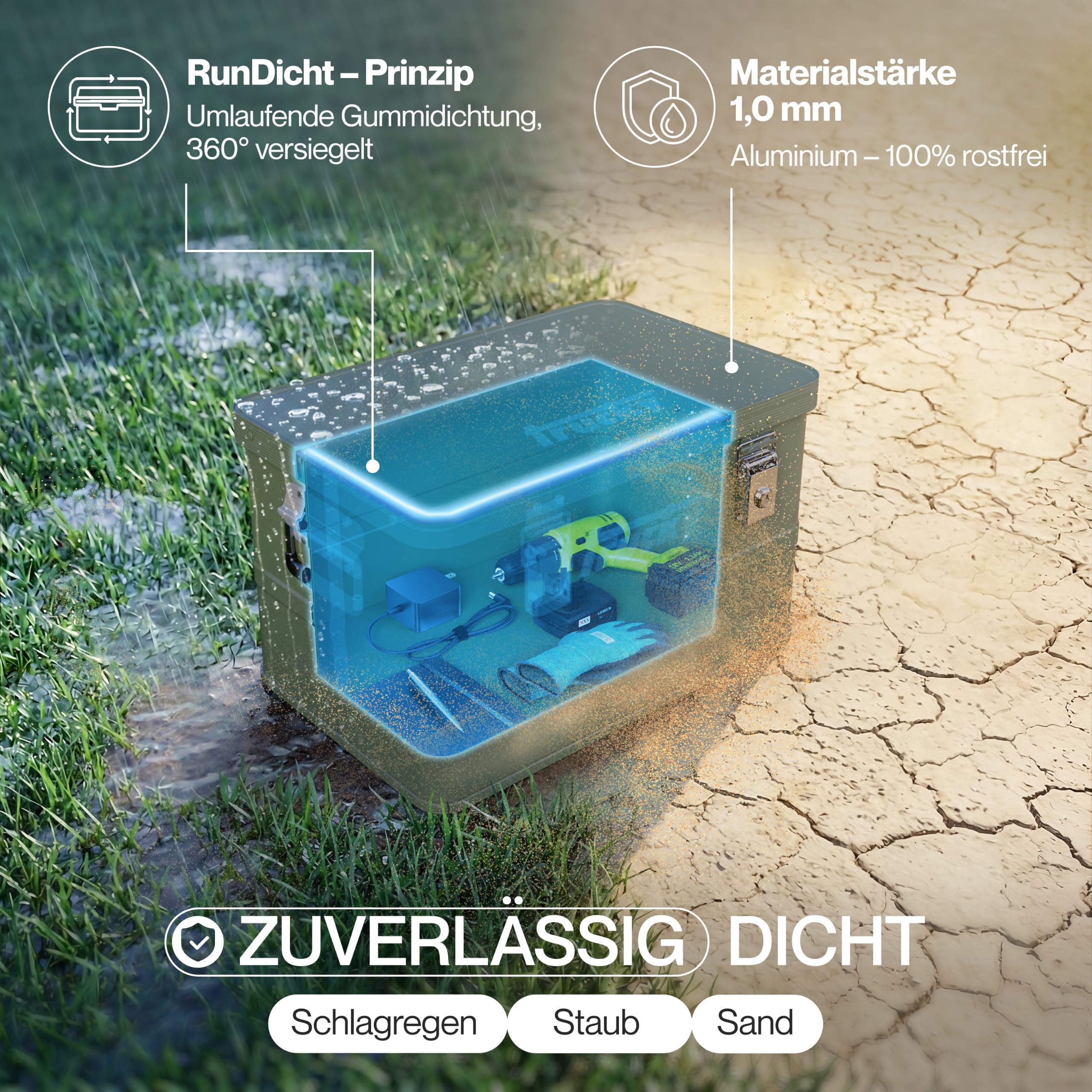 Trucky Aluminium Box mit Deckel 30L Grün Alukiste Alu Kiste Abschliessbar | Transportbox, Metallbox, Aufbewahrungsbox, Metallkiste