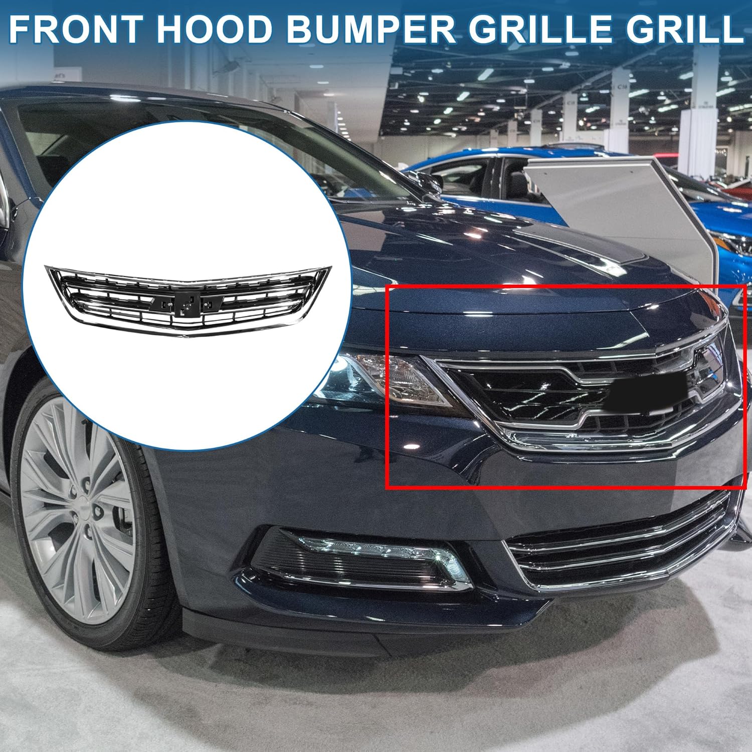 Front Hood Bumper Grille Grill Front Bumper Upper Grille for Chevrolet Impala 2014-2020 Black