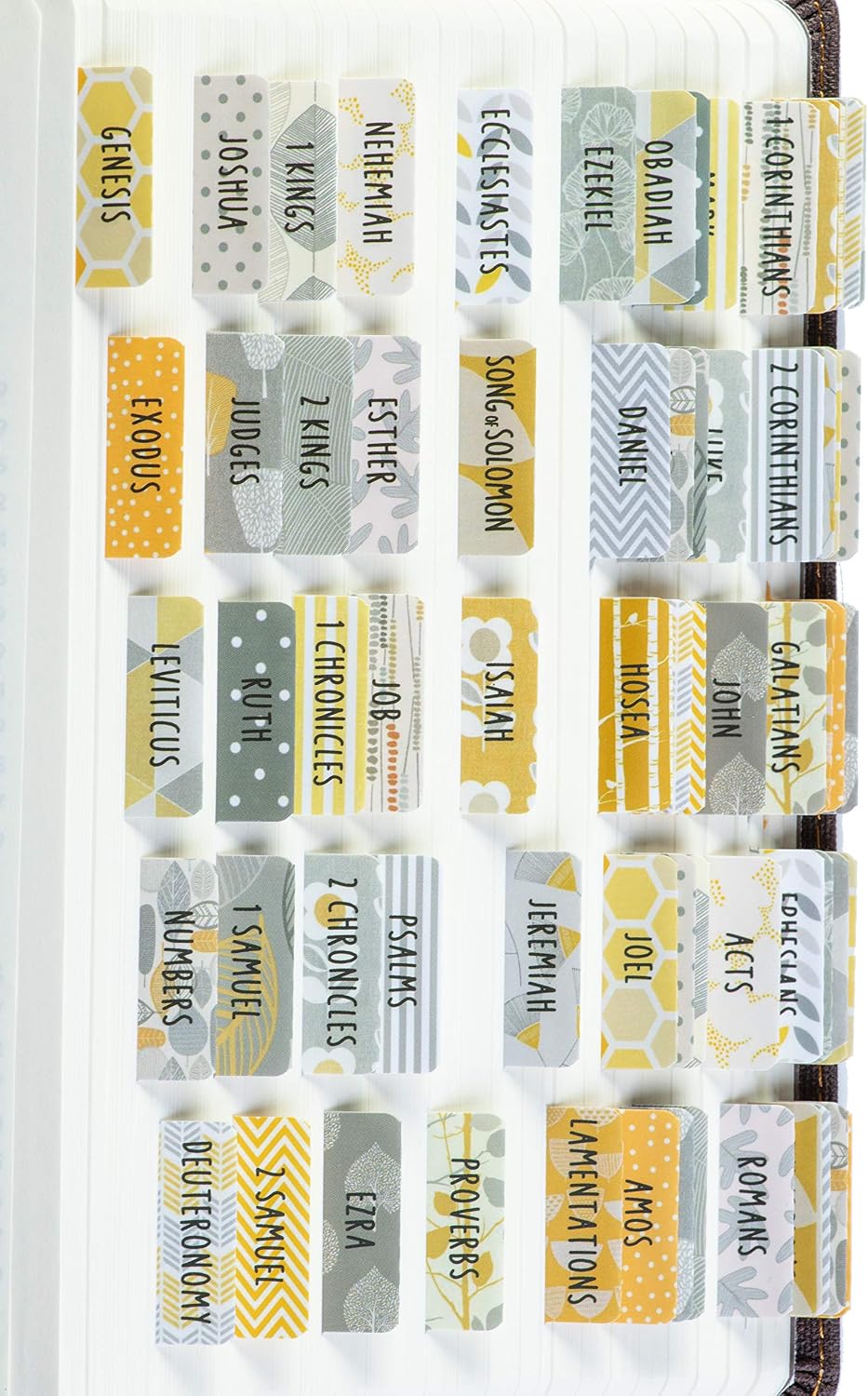 DiverseBee Laminated Bible Tabs (Large Print, Easy to Read), Personalized Bible Journaling Book Tabs, Christian Gift, 66 Bible Tabs Old and New Testament, Includes 11 Blank Tabs (Harmony)