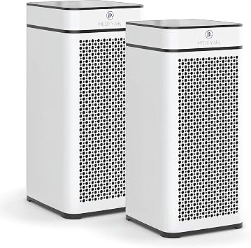Medify MA-40 Air Purifier with True HEPA H13 Filter | 546.5 m2 Coverage in 1hr for Smoke, Wildfires, Odors, Pollen, Pets | Quiet 99.9% Removal to 0.1 Microns | White, 2-Pack