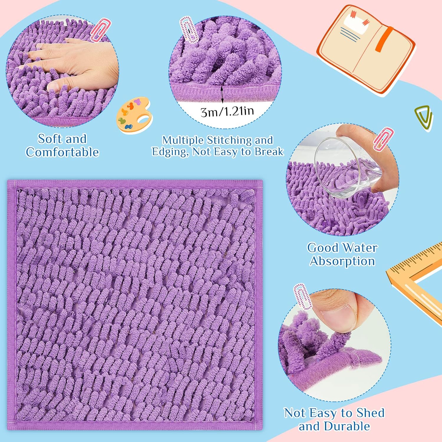 Timgle 2 Pcs Locker Accessories Kit Magnetic Mirror and 10 Inches Square Fur Rug Carpet for Back to School Magnets Locker Decorations Accessories Kit School Students Bedroom Dormitory(Purple) image 3