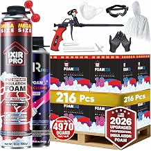 Spray Foam Insulation Kit, Expanding Foam Sealant Spray, 26.46 oz x 216Pack | High Density Closed Cell Spray Kit for Walls, Attic, Ceiling, Windows, Heat & Sound Control, Energy Saver, Seal Cracks & Gaps