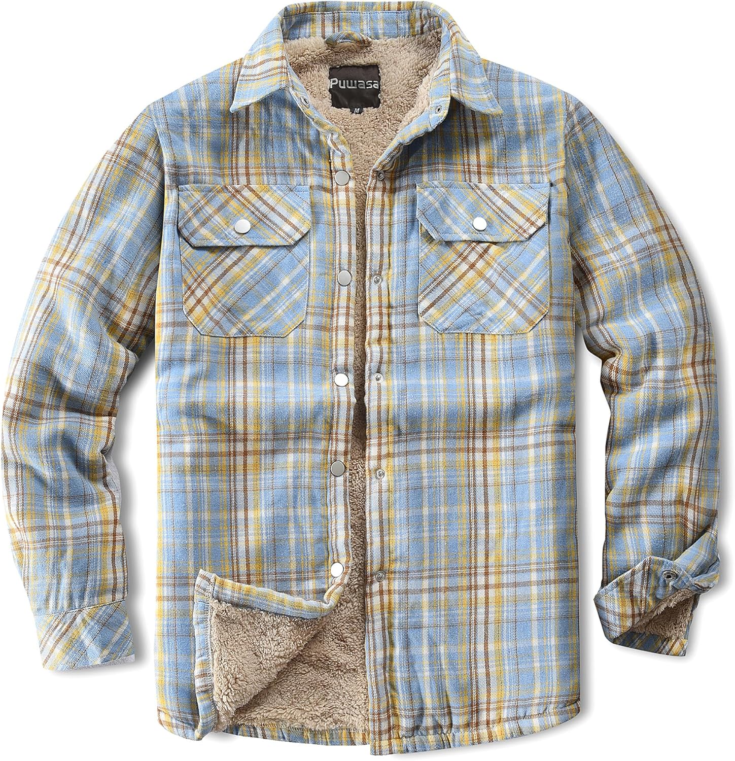 Women's Fleece Flannel Jacket Cotton Plaid Button Down Shirts Jacket Sherpa Lined Plaid Jackets for Women