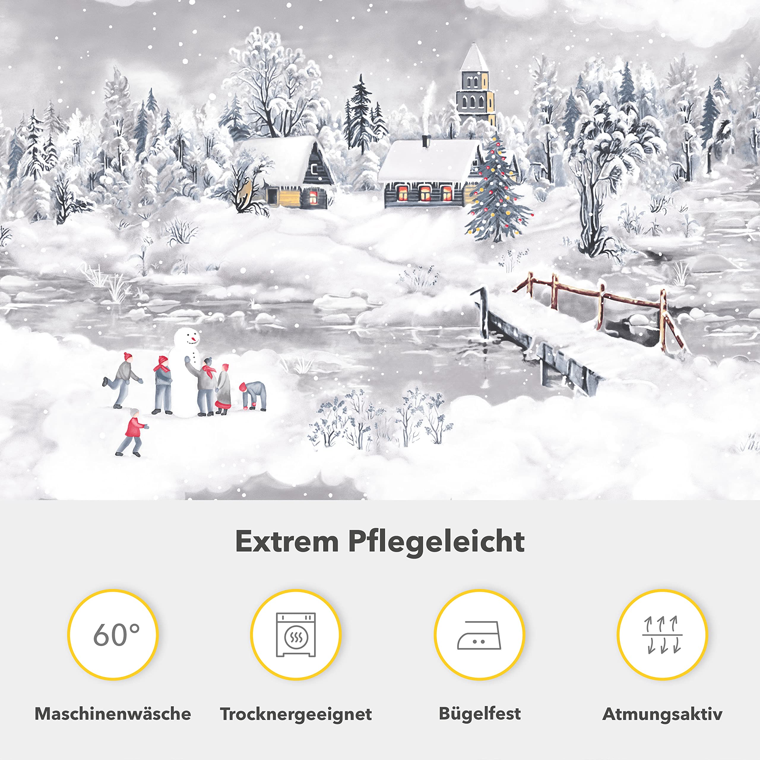 Träumschön Biber Bettwäsche Set 2-teilig – 155x220 Cm + 80x80 Cm, Rosa Weihnachtsdesign, 100% Baumwolle, Flauschig Warm