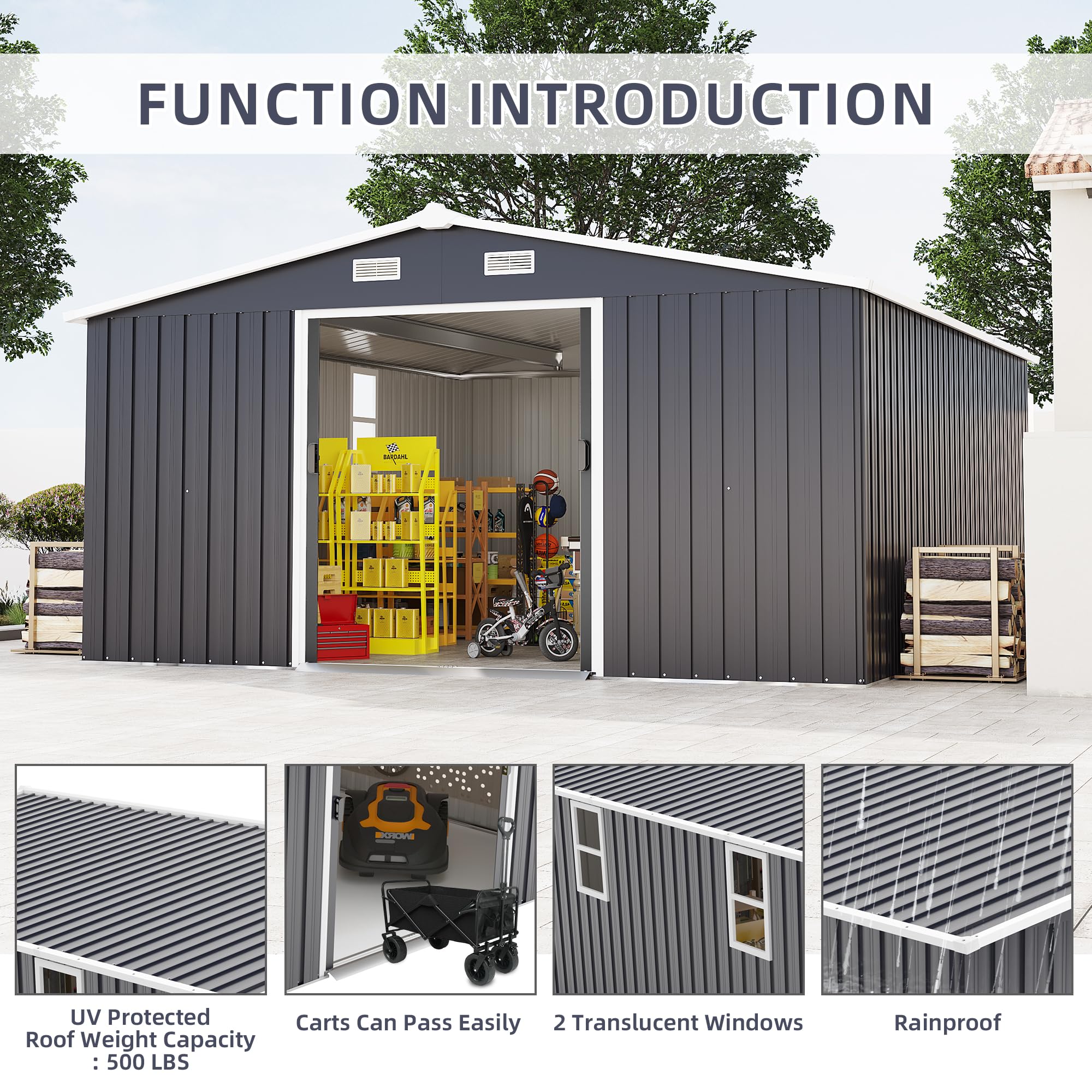 Amazon.com : KEIKI 10' x 12' Metal Garden Storage Shed with