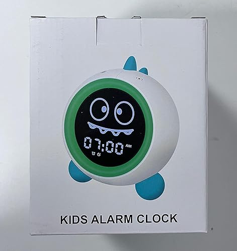 Miniatura 9 de Reloj despertador para niños, reloj de entrenamiento para dormir con luces nocturnas, máquina de sonido, reloj despertador de dinosaurio para niños,