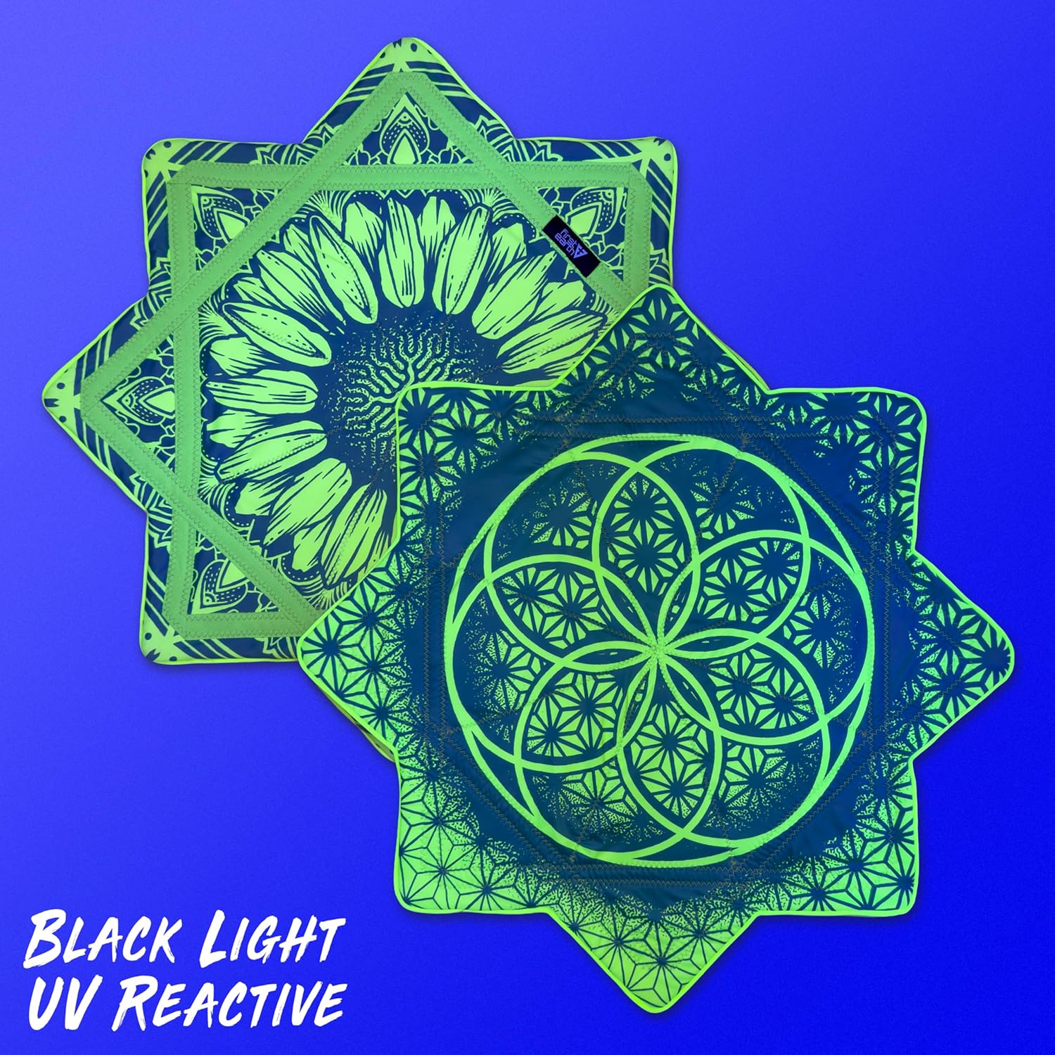 First Earth Flow Star - Dapo Star - UV Reactive - 25" - Beginner to Expert Flow Toy - Spinning Rave Prop (Sunflower of Life)