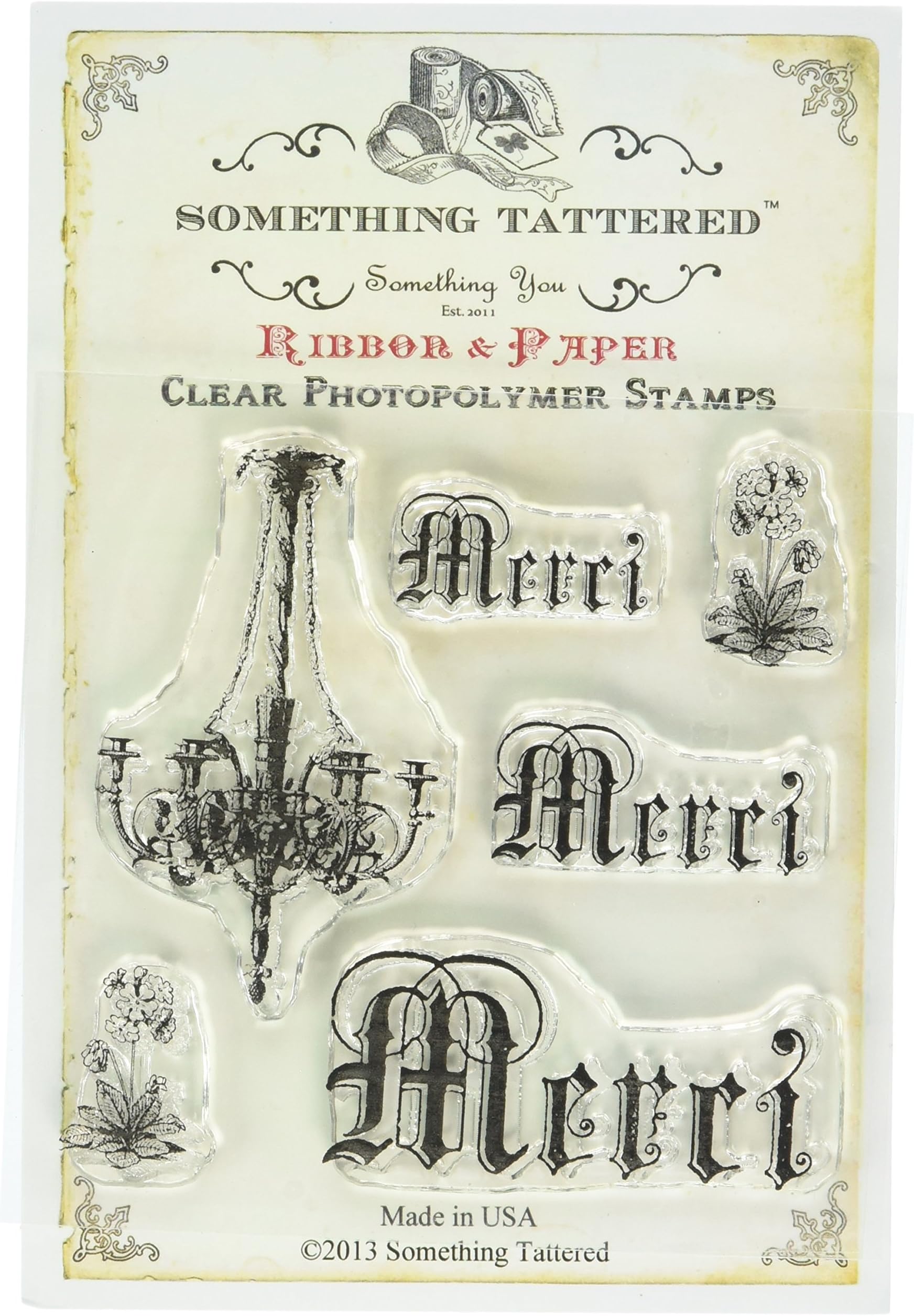 Something Tattered Merci Chandelier Clear Stamps, 4 by 4-Inch