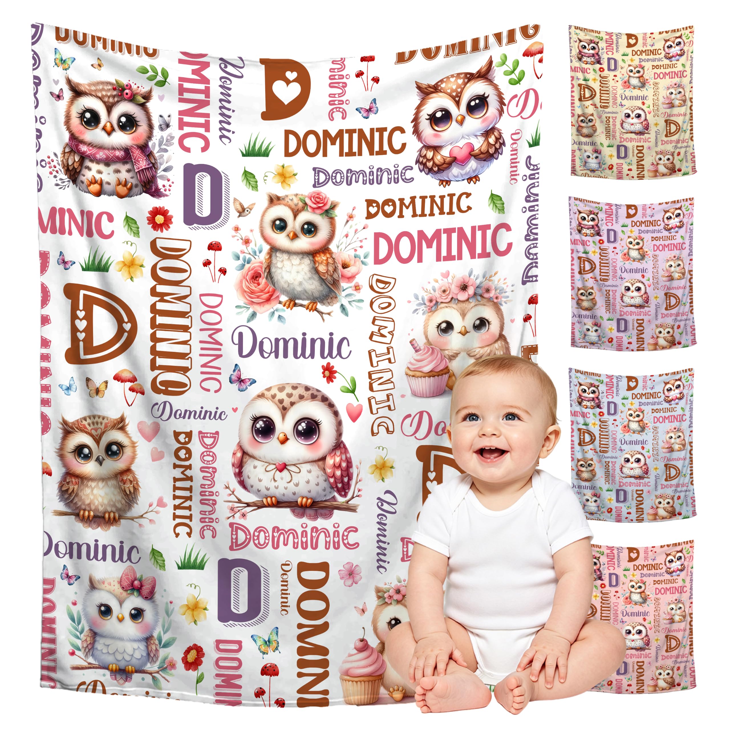 Custom Owl Blanket for Boys Girls,Ultra Soft Personalized Gifts Baby Blanket,Customized Throw for Toddlers Newborn Stroller Crib,30"x40"