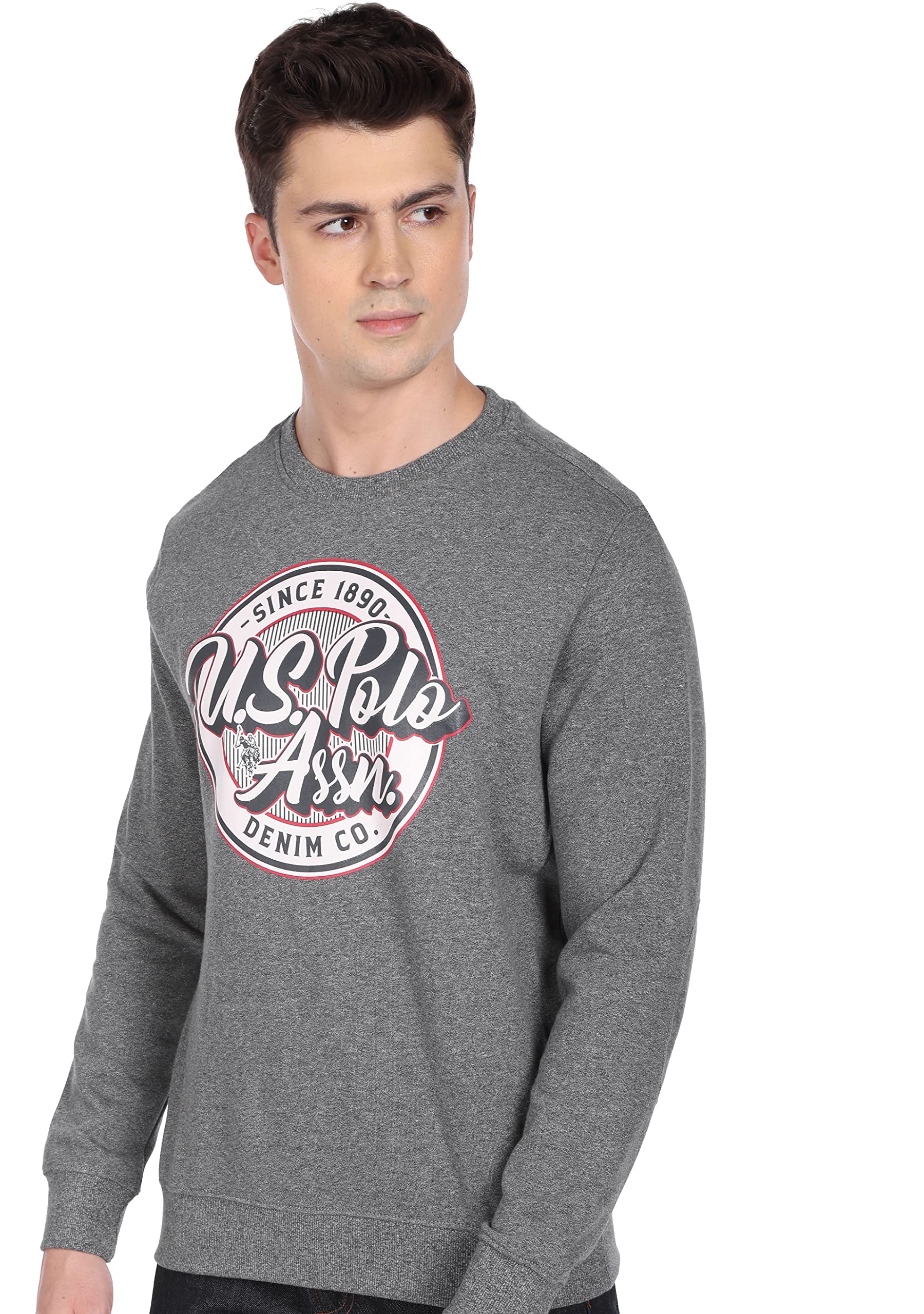 Men Cotton Crew Neck Brand Print Sweatshirt-image-8
