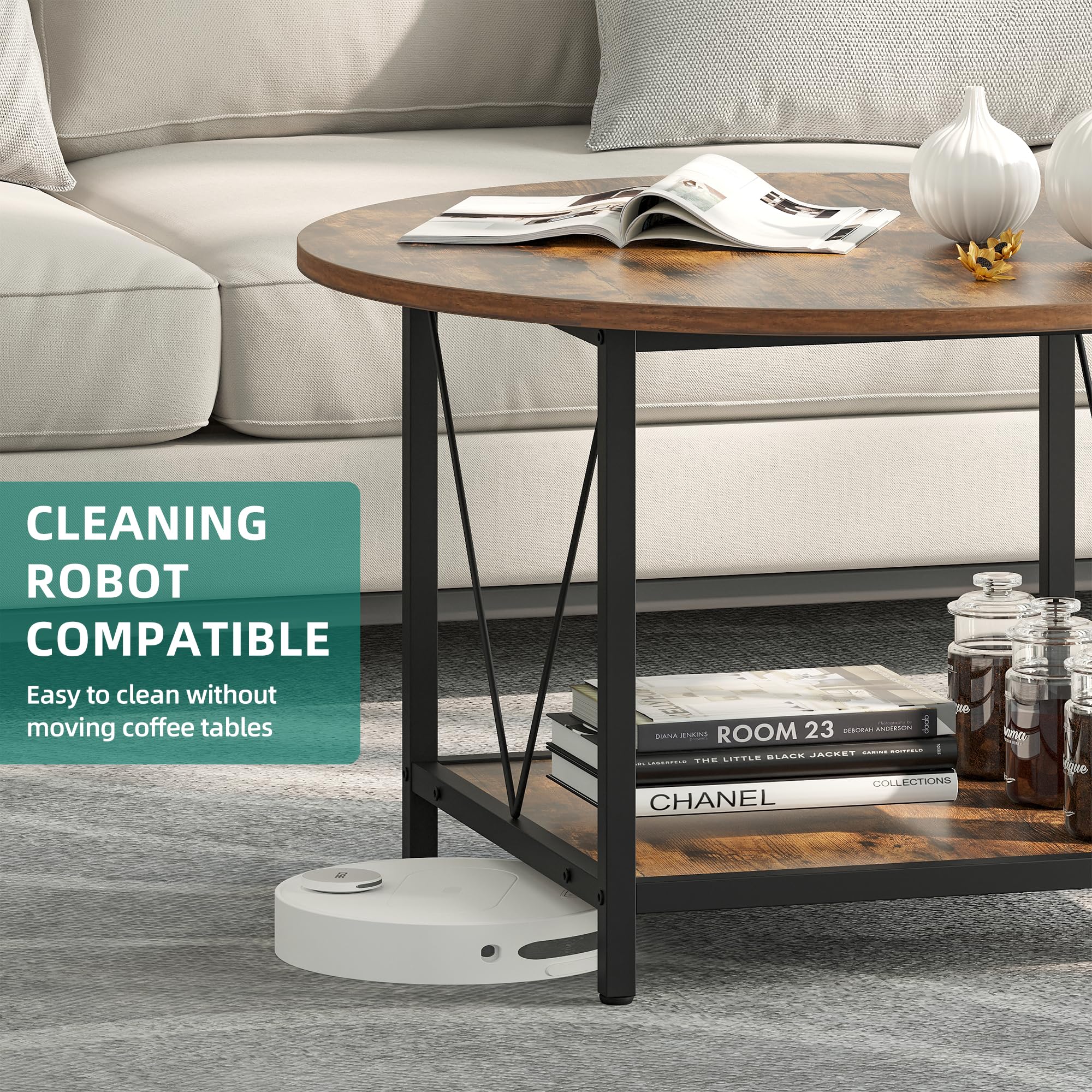 Snapklik.com : YITAHOME Round Coffee Table,Rustic Wood Coffee Tables ...