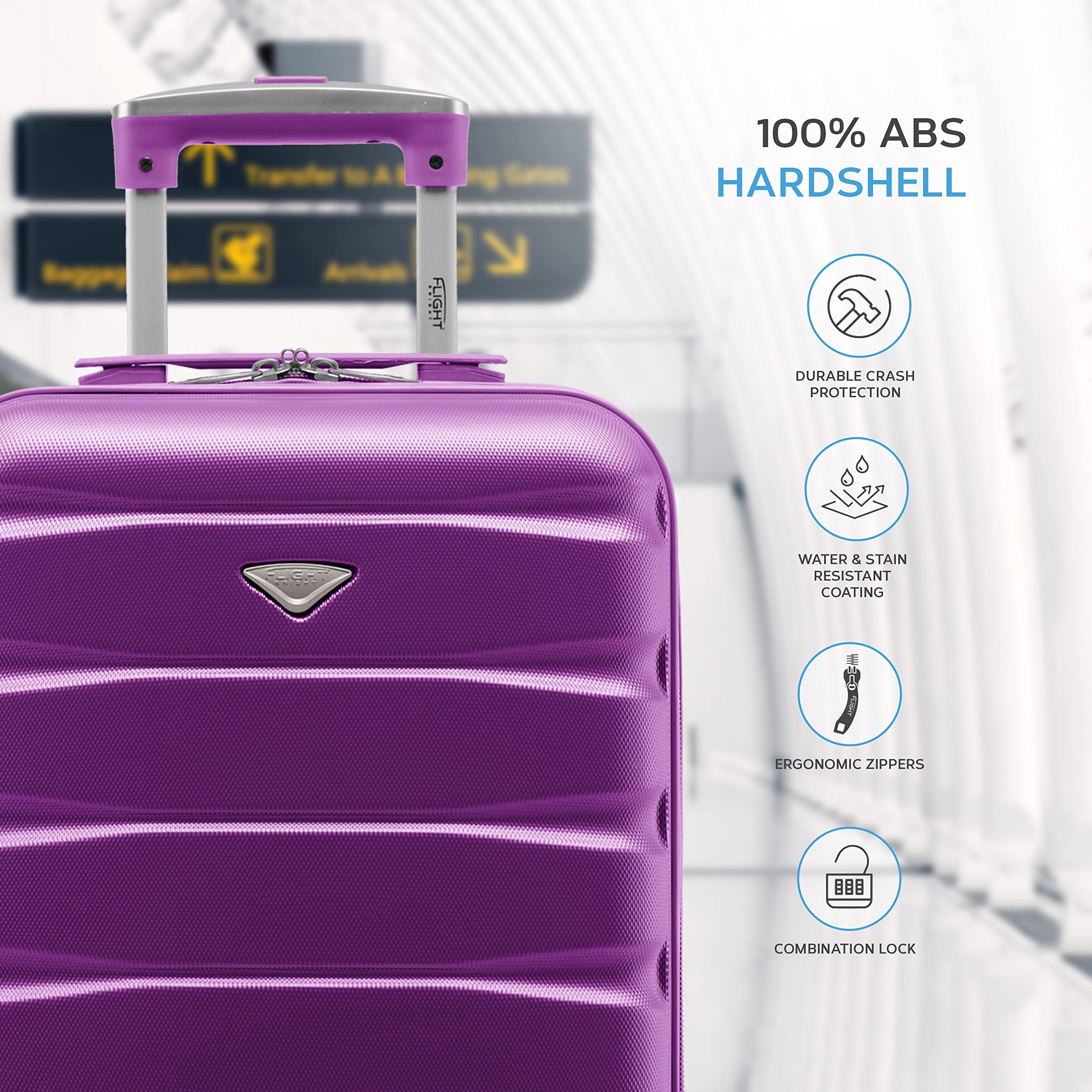 Flight Knight Cabin Suitcase 55x40x20 Ryanair Priority, EasyJet, Jet2 Lightweight Small Durable 4-Wheel Cabin Case, Carry-On for Over 60 Airlines, Hard Shell, 10kg Hand Luggage Bag (55 x 40 x 20 cm)
