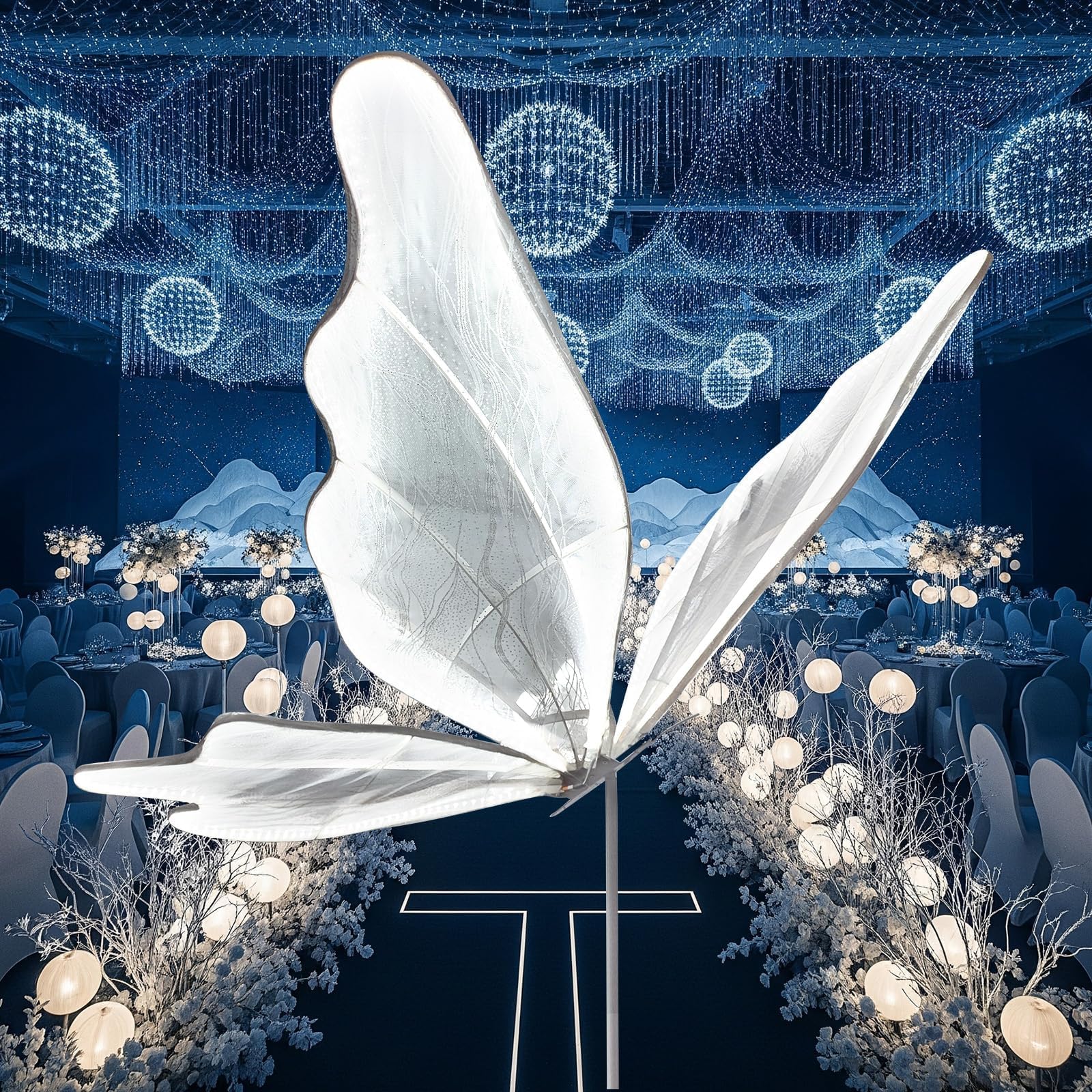 Photo 1 of Lakexus 39inch Creative Butterfly Floor Lamp - Romantic Wedding Butterflys Floor Lamp Garden Lights Butterfly Hanging Decorations for Wedding Parties Christmas Home