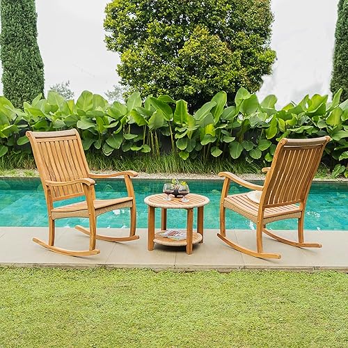 Cambridge Casual Marrakesh Teak Wood 3-Piece Rocking Conversation Set with