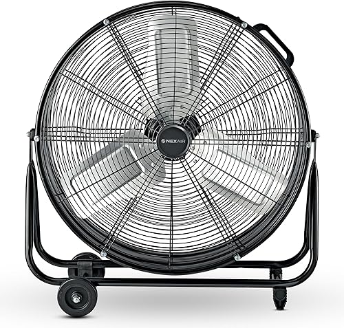 Ventilador de tambor de metal industrial de alta velocidad de 24 pulgadas, 8,800 CFM, ventilador de piso resistente de 3 velocidades, inclinación de