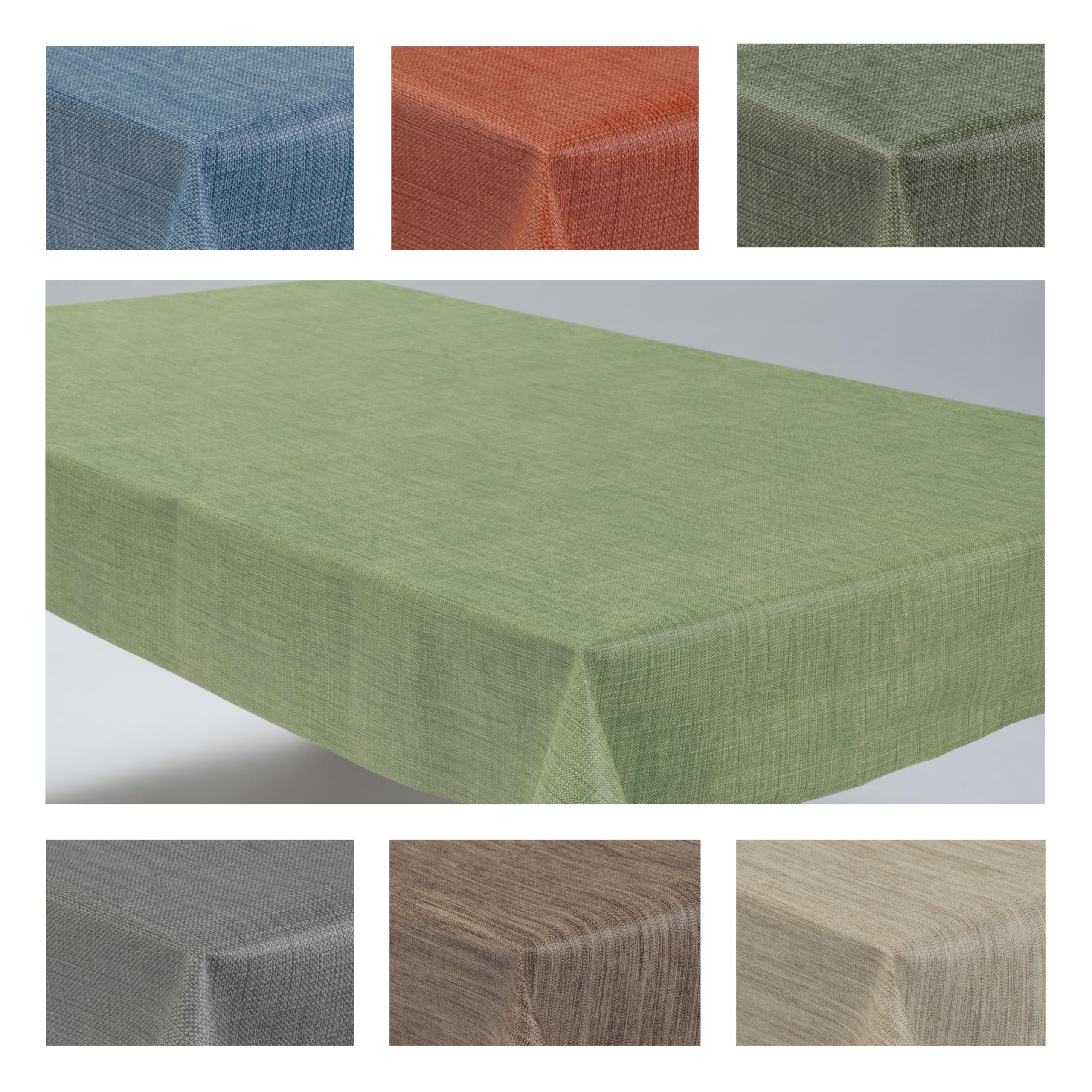 laro Wachstuchtischdecke Uni Leinen Eckig PVC - Abwischbare Tischdecke als Meterware, Wasserabweisende Tischdecke für Küche, Balkon & Garten