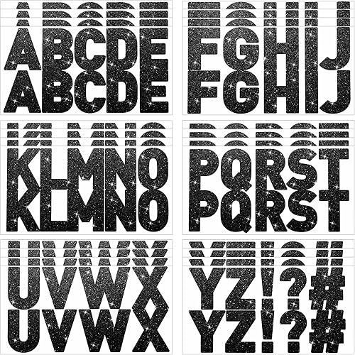 Harloon 232 piezas de 24 hojas de calcomanías de letras grandes con purpurina, letras del alfabeto de fuente grande, calcomanías autoadhesivas de