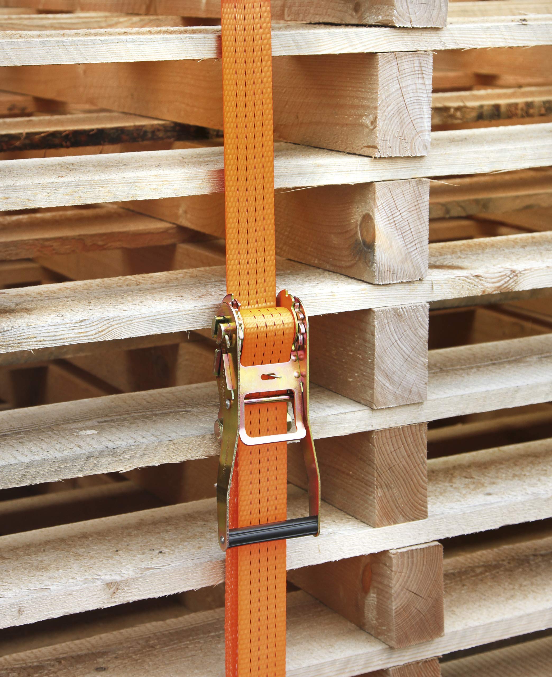 Kerbl Ratschenzurrgurt mit Spitzhaken (Zugkraft direkt 2000 kg, Länge 15m, Breite 50 mm) 37160, orange (Packung mit 4)