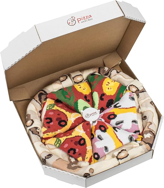 Rainbow Socks - Kobieta Mężczyzna Pizza Skarpetki Prezent Mix Capricciosa Pepperoni Wegetariańska - 4 Pary