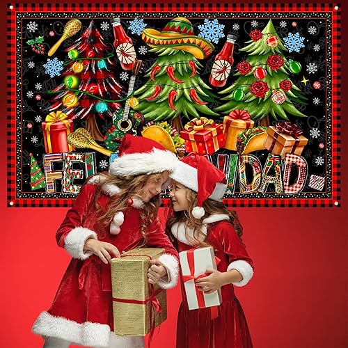 Miniatura 4 de Decoraciones de Feliz Navidad, telón de fondo para fotografía, pancarta de Navidad mexicana, decoraciones de Navidad y suministros para fiesta en el