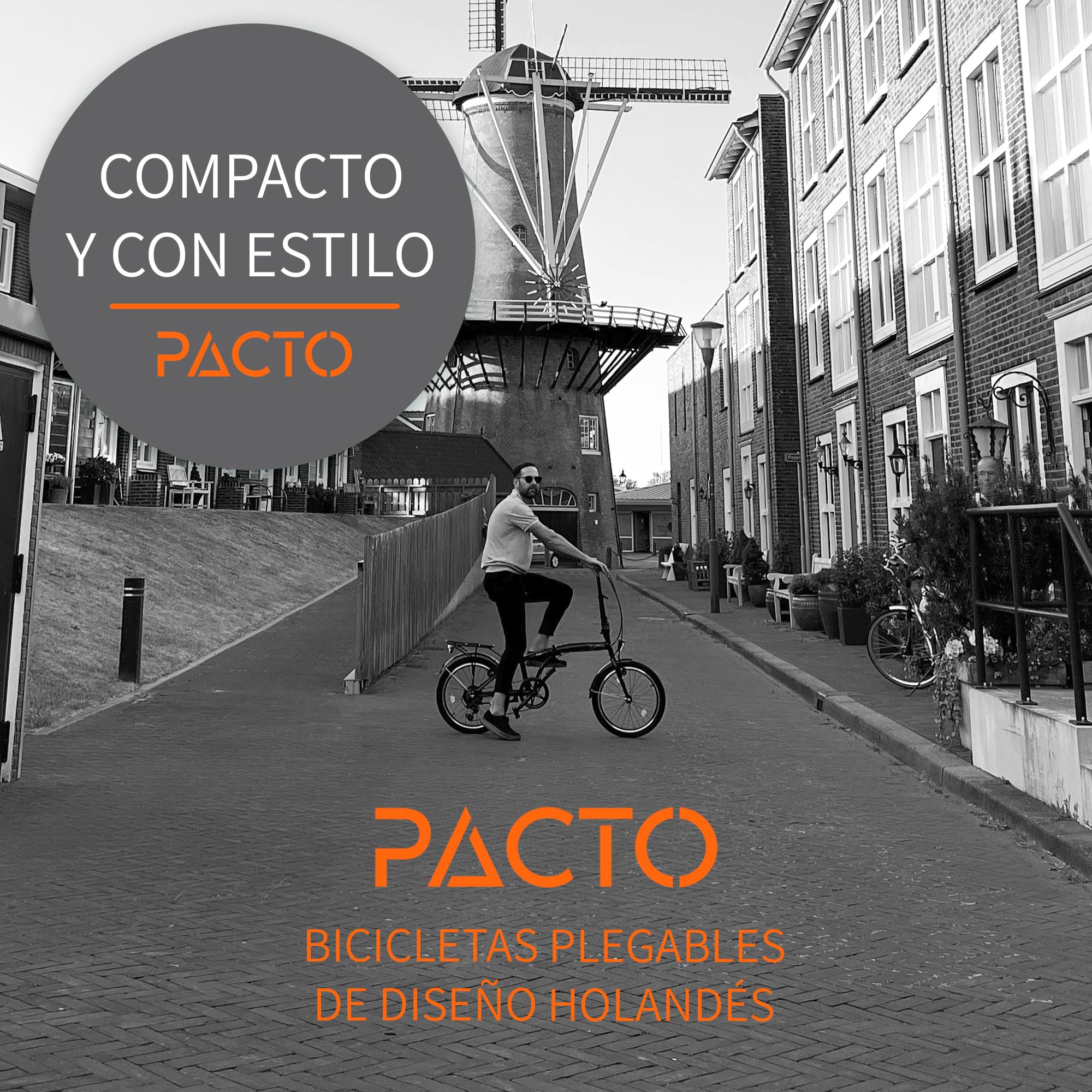 PACTO Bicicleta plegable de 20 pulgadas con sistema de plegado rápido (10 segundos), marco de aluminio, peso ligero (13 kg), Shimano de 6 velocidades, freno de disco doble y luz LED