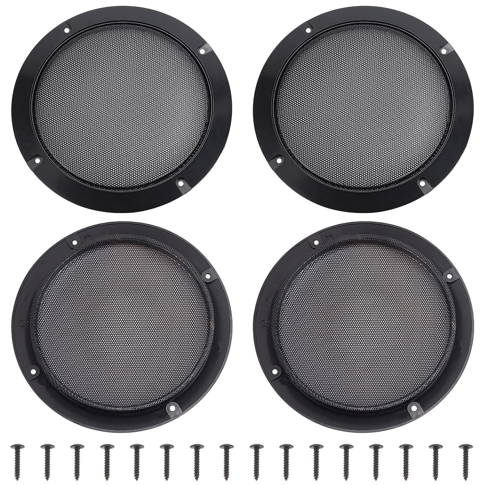 OLYCRAFT 4 Set Audio Speaker Cover Mesh 6.5 Inch Speaker Grill Cover Mesh Flat Round Speaker Grill Decorative Circle with Screws for Speaker Cabinet,