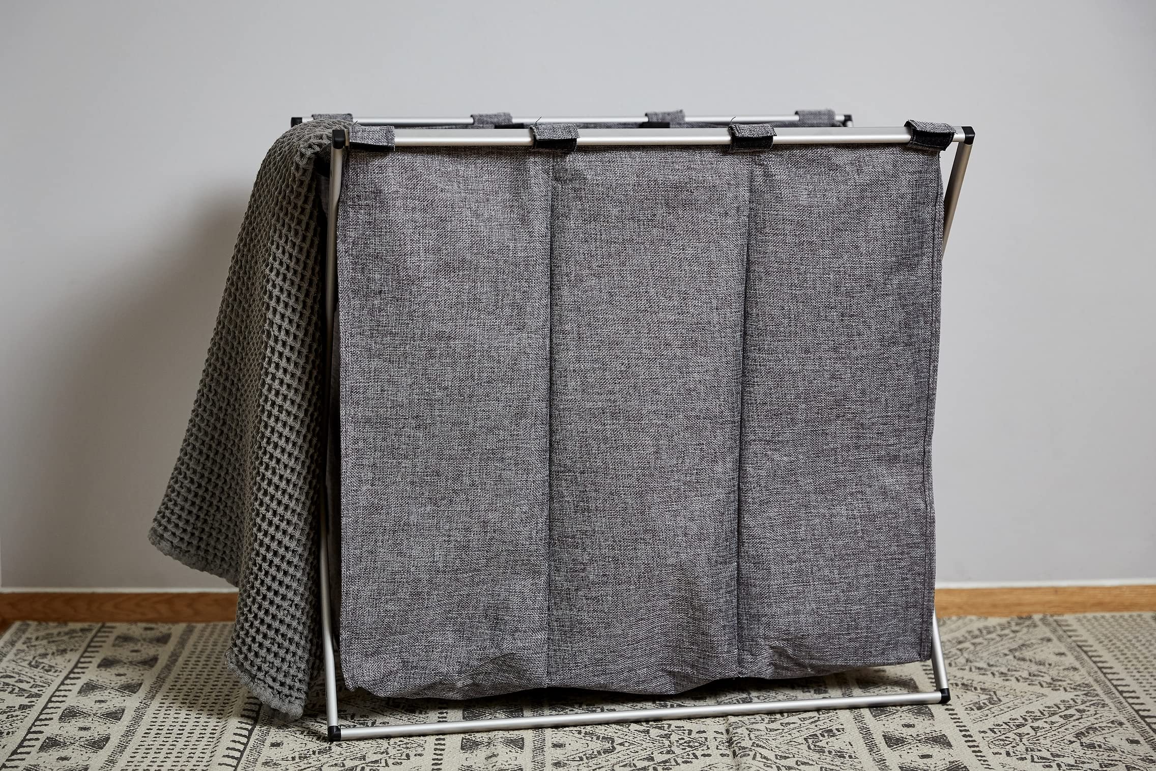 WENKO Pongotodo Trio gris moteado - Cesta para la ropa Capacidad: 130 l, Poliéster, 63 x 57 x 38 cm, Gris
