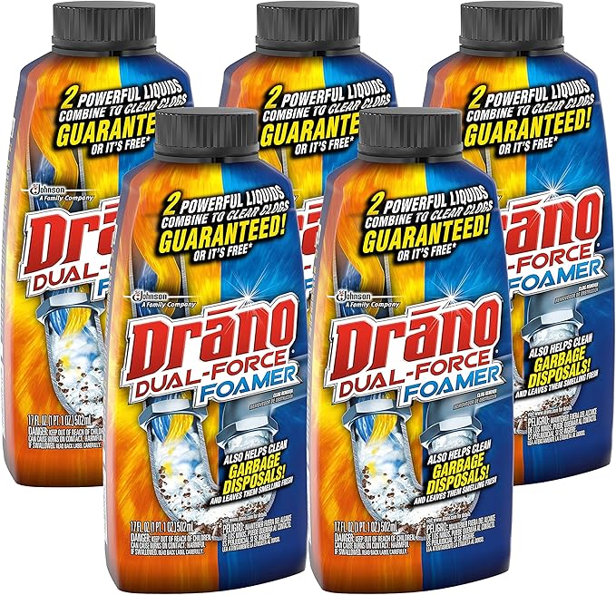 Drano DualForce Foamer Clog Remover and Cleaner for Shower