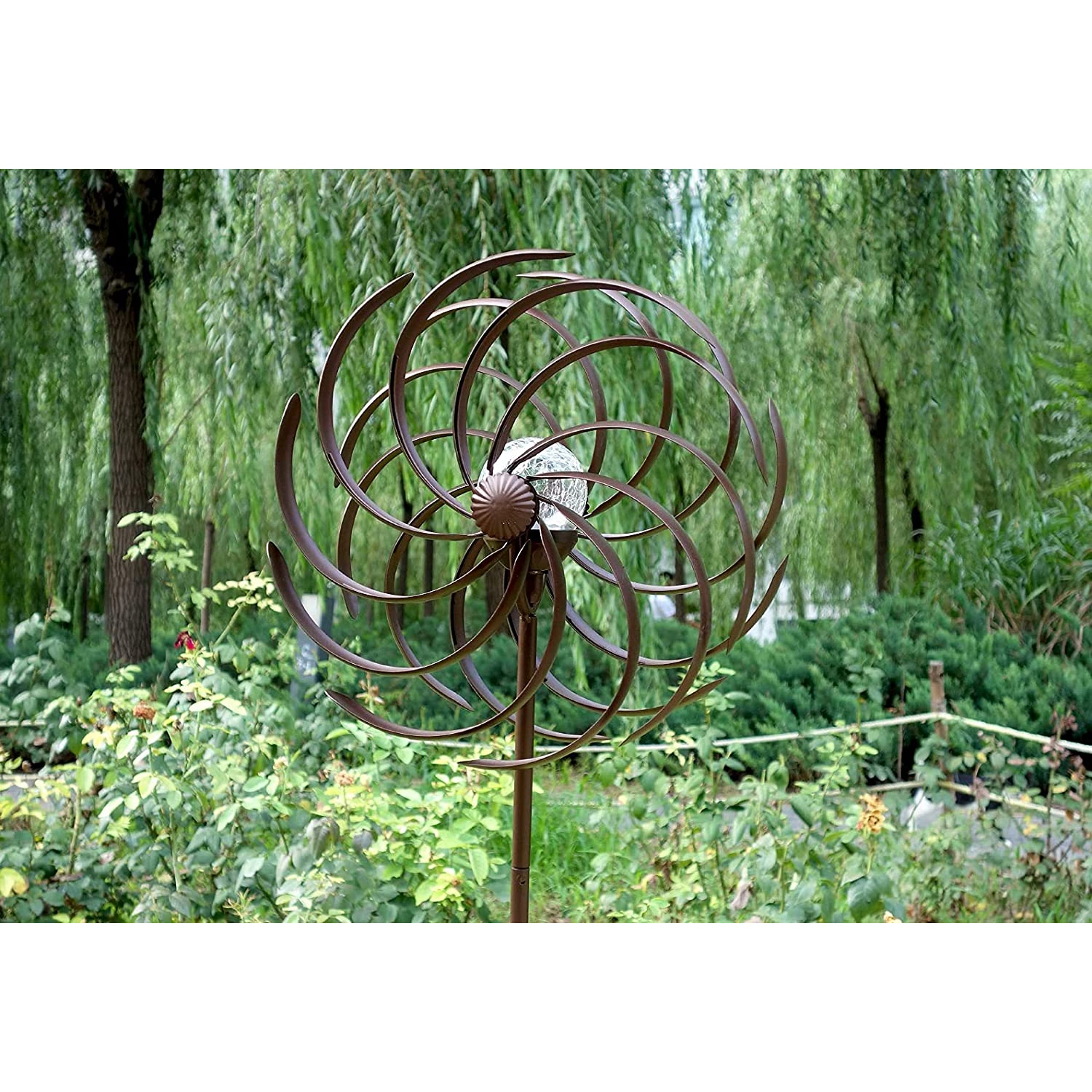 Moulin à Vent Solaire Steadydoggie 155cm - LED Multicolore | Décoration Jardin Bronze Antique