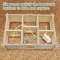 Vista 4 de kathson Escondites de varias cámaras para hámster, túneles de laberinto de casa de madera, juguete de exploración, actividad de animales pequeños