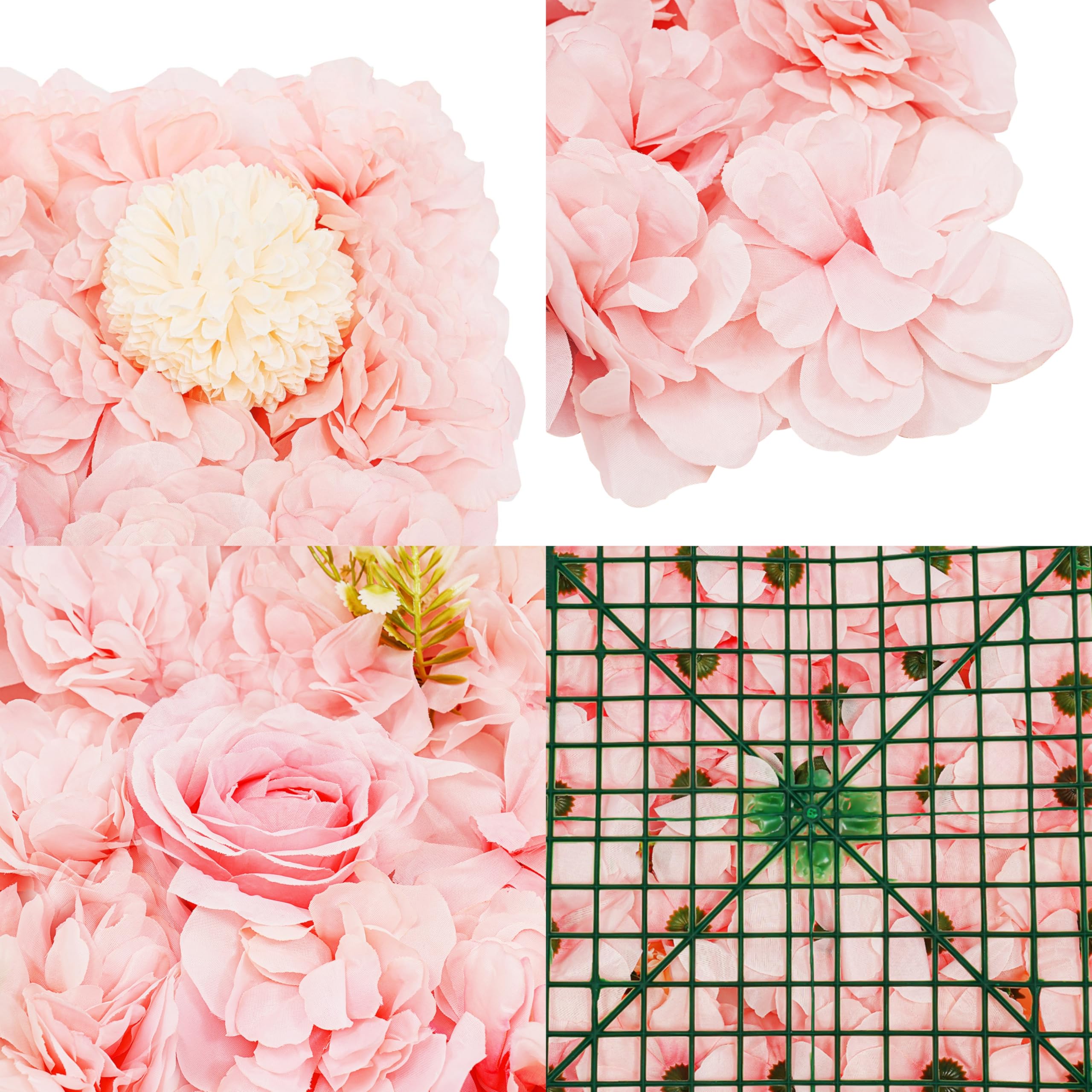 12 Stück Künstliche Blumen Wand aus Kunststoff und Seidengewebe, 3D Künstliche Blumen-Wandpaneel Rosen Deko Blumen, 38 x 38 cm Rosa Blumen Wand Dekor für Dekoration Hochzeit Party (5K)