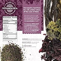 Vista 2 de VITAMINSEA Copos de algas secas de triple mezcla Dulse salvaje del Atlántico Norte y lechuga marina para condimentos, sopas y ensaladas Rico