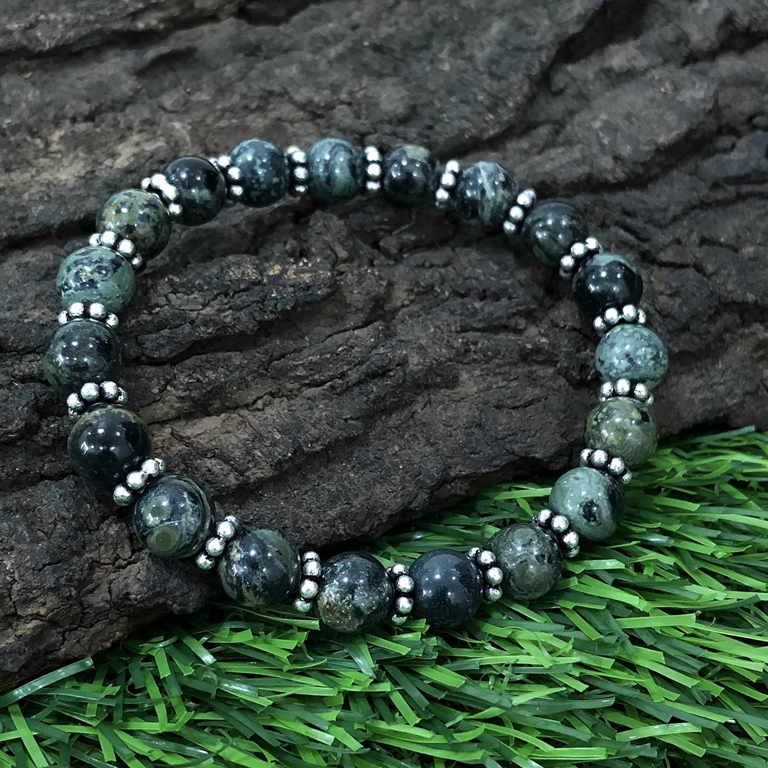AAA Natural KAMBABA JASPER Gemstone 8mm Round Beaded Stretchable Elastic Bracelet With Chakra ,Charm Bracelet ,Handmade Designer Bracelet,Meditation Bracelet ,Bye Bye Anxiety - Image 5