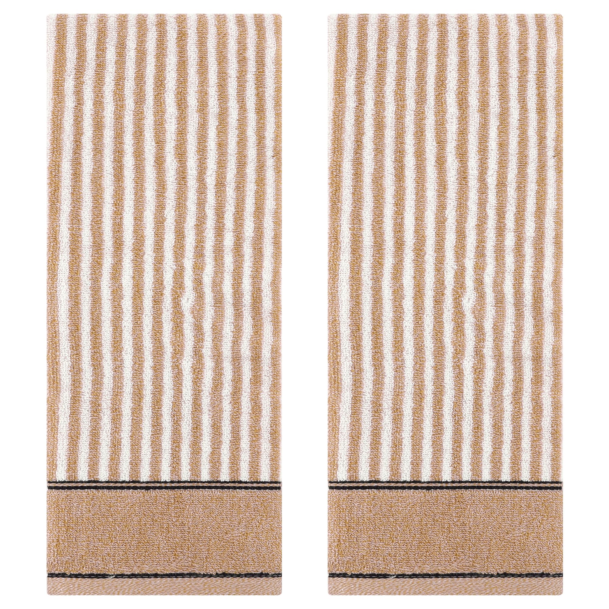 HMETOL Striped Cotton Soft Absorbent Decorative Bathroom Hand Towels