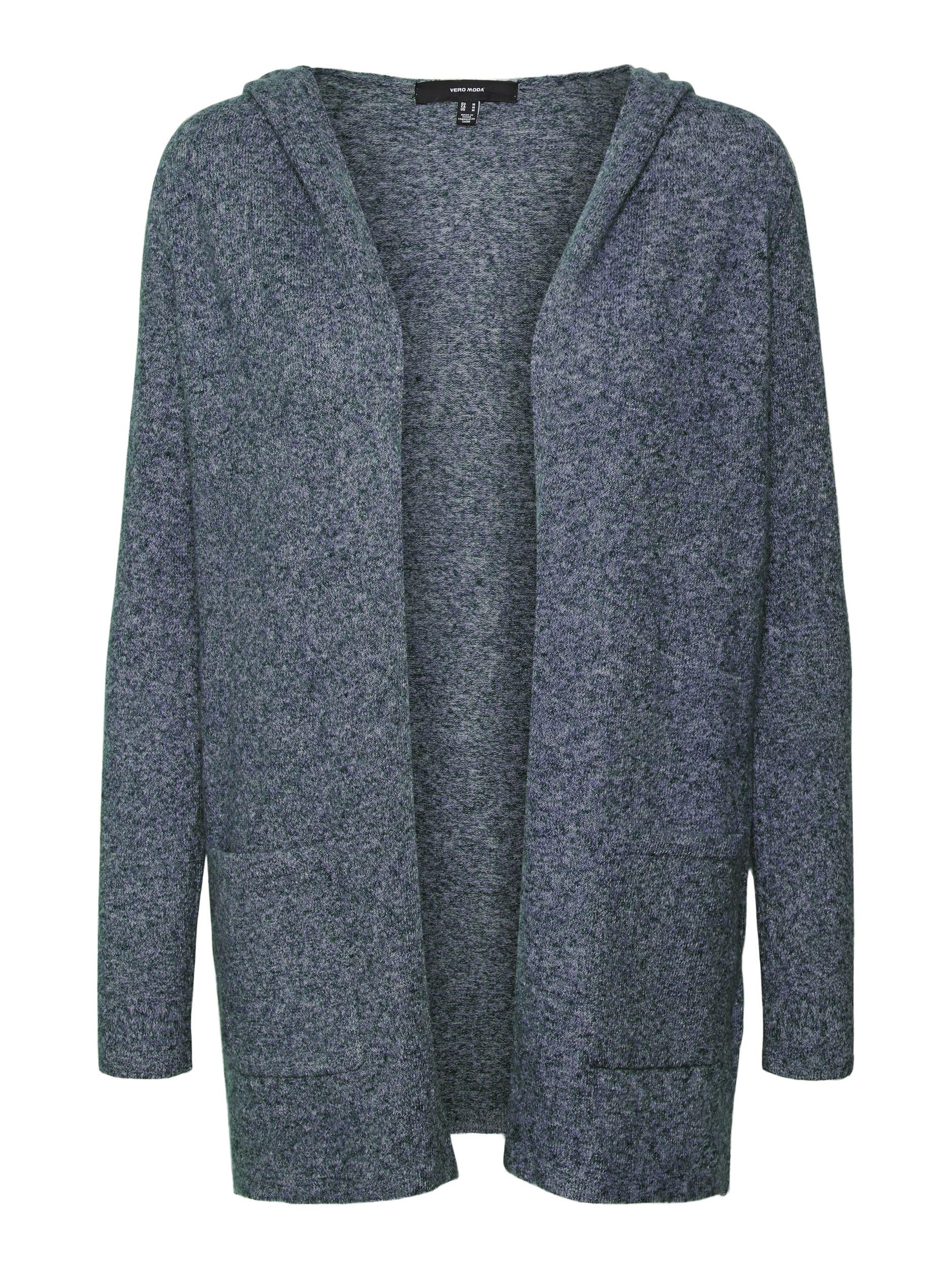 Vero Moda Women's VMDOFFY LS Open Hood Cardigan, Navy Blazer/Melange, M