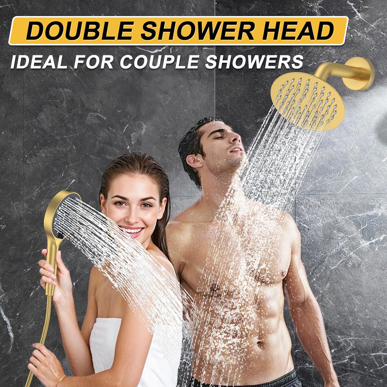 Shower Faucet Set, High Pressure Rainfall Shower Head with Handheld Spray Combo, 12 inch Ceiling Shower System, Brushed Gold Shower Head (12" Brushed Gold)