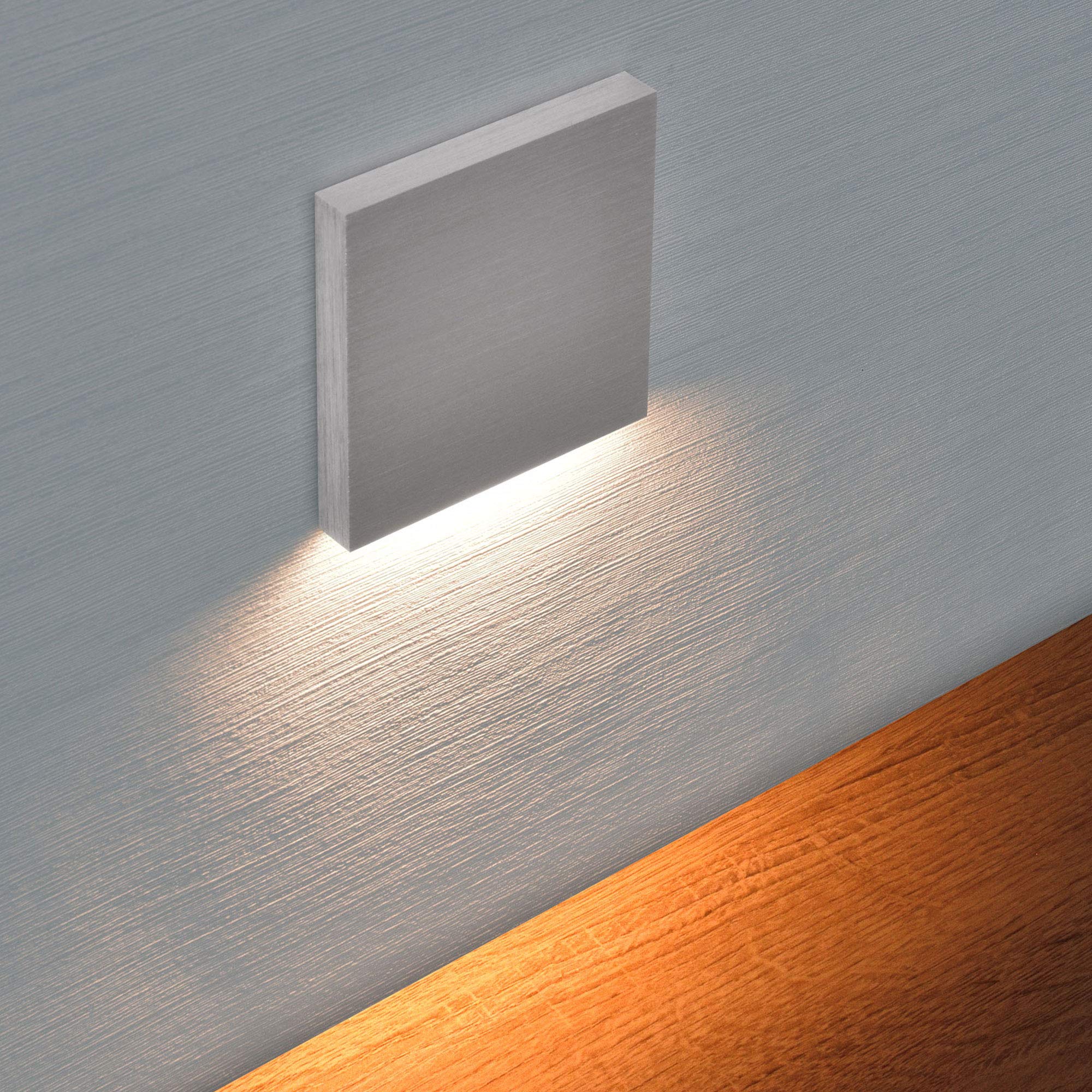max K O M F O R T LED Treppenbeleuchtung 6190S Aluminium 90x90x40 mm 2,5 Watt Stufenlicht Wandleuchte unterputz Treppenbeleuchtung