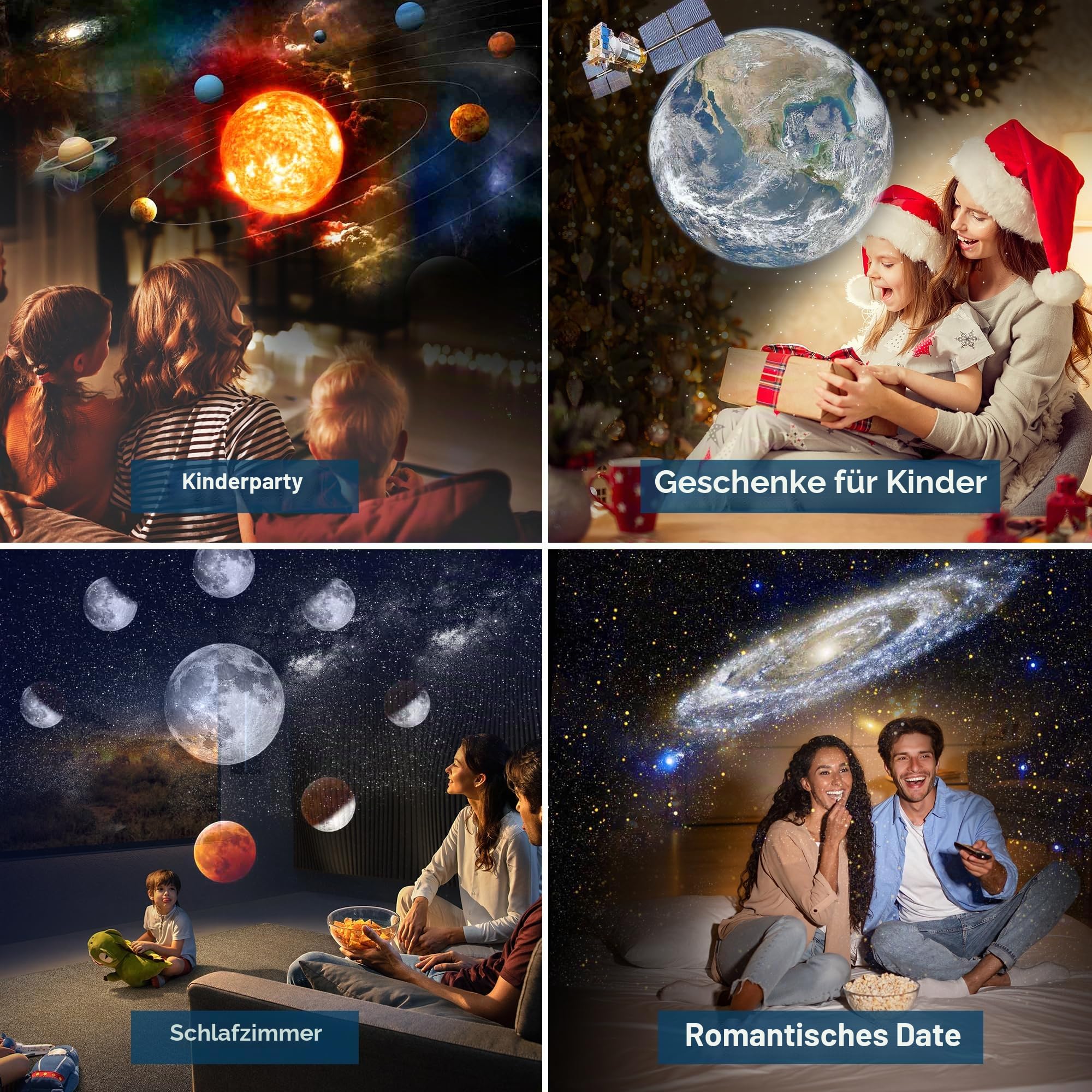 Mexllex Planetarium Sternenhimmel Projektor,12 Planeten Discs, Galaxy Projektor Lampe Sternenhimmel für Schlafzimmer, LED Sternenhimmel Projektor für Kinder(schwarz)