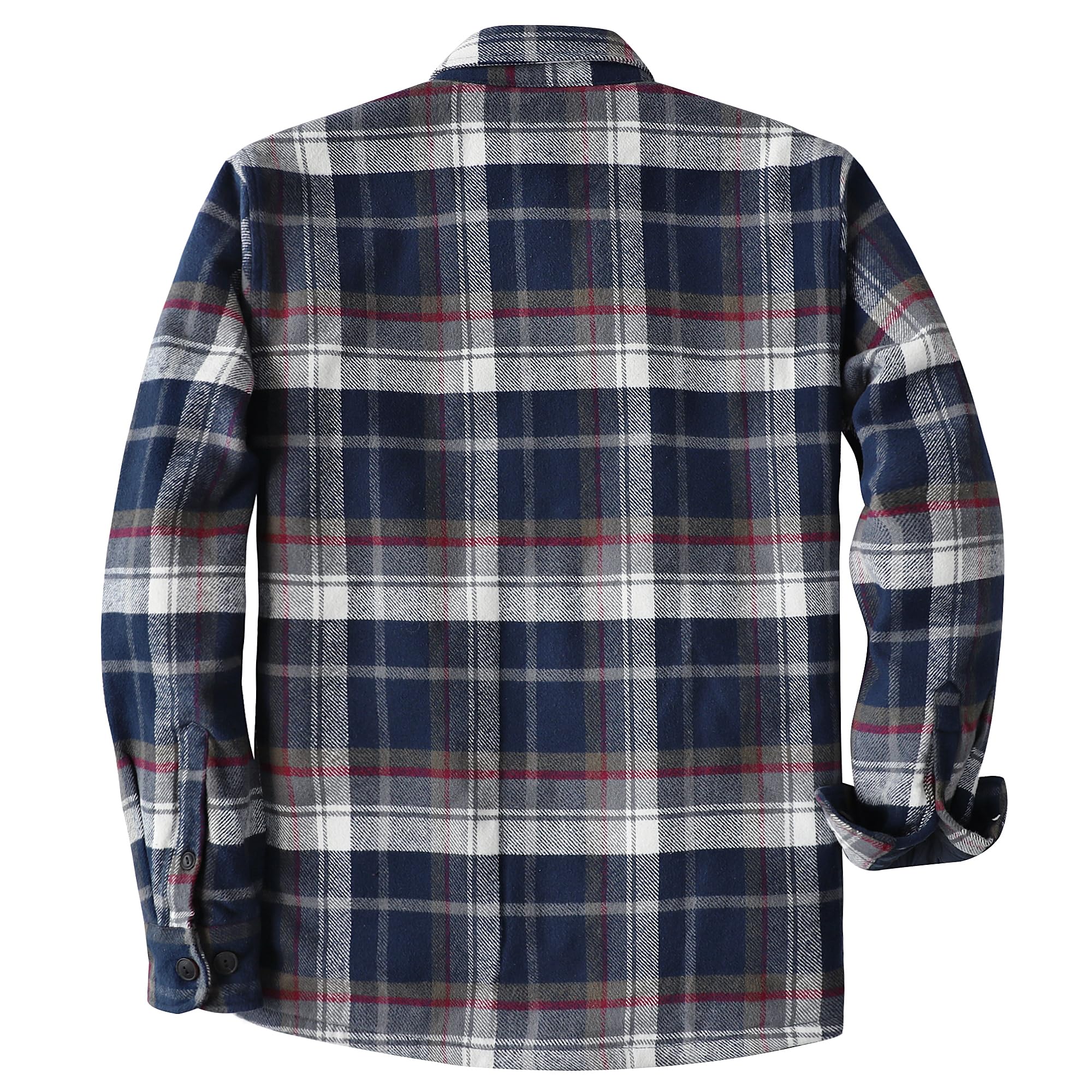Dubinik® Giacca da Uomo Calda Foderata Cotone Leggero Giacca Camicia Flanella Casual Bottone Quadri Overshirt Manica Lunga