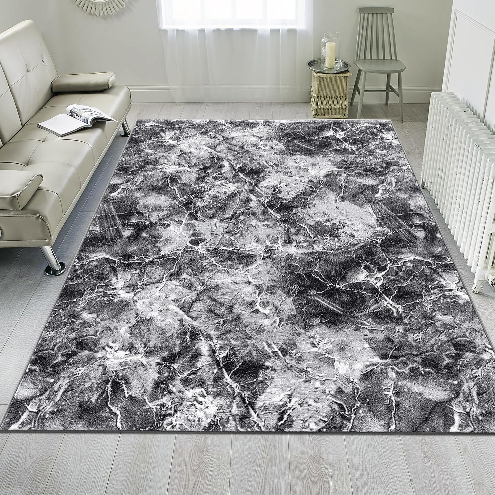 renoazul® Carpet Runners for Hallways Non-Slip Long & Wide Heavy-Duty Plain | 80 x 300 cm Super Absorbent Indoor Stair Carpet and Kitchen Anti-slip Floor Mats - Greeky Rug - Grey & Black — view 15