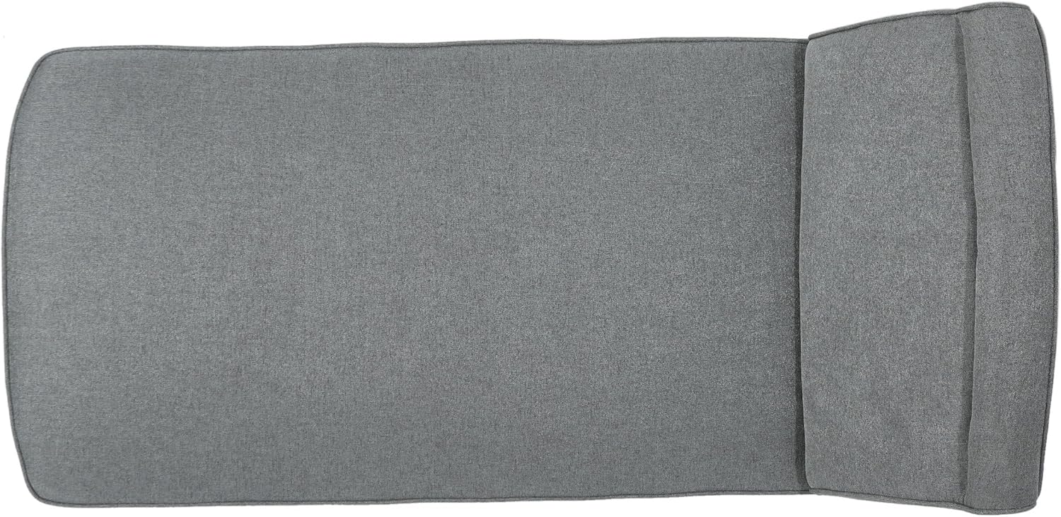 Natural Rubberwood Chaise Lounge 57.25" D x 27" W x 35" H with 100% Polyester Fabric Upholstery for Living Room or Patio, Modern Recliner Chair